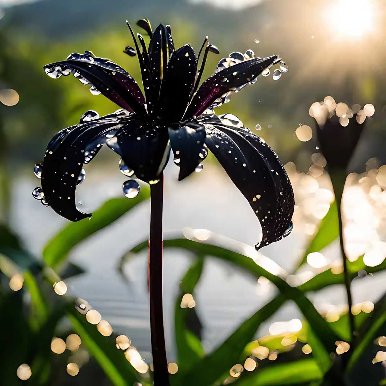 雨后阳光下的黑白合!#女生100斤出头真的算胖吗# #百合花