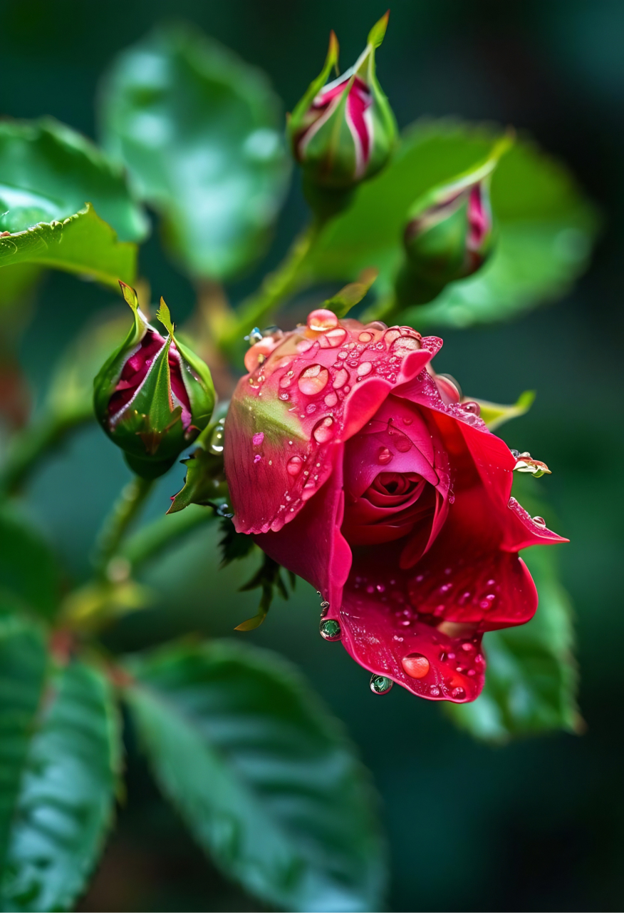 微距摄影,含苞待放的玫瑰花!#一句话描述夏天