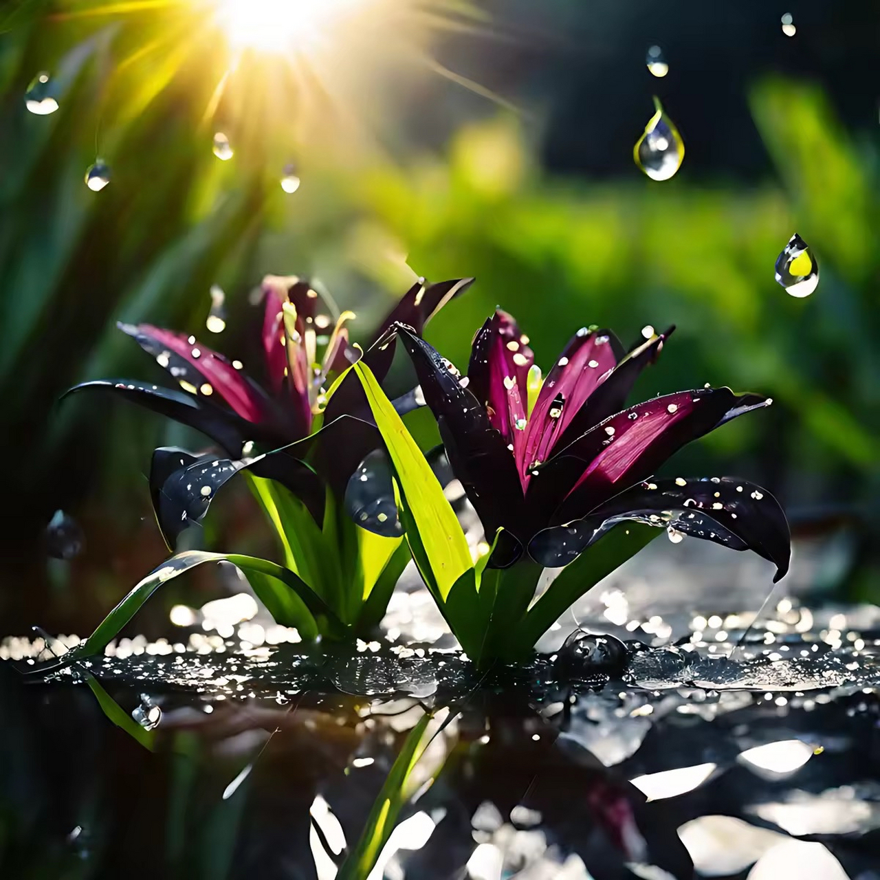 雨后阳光下的黑白合!#女生100斤出头真的算胖吗# #百合花