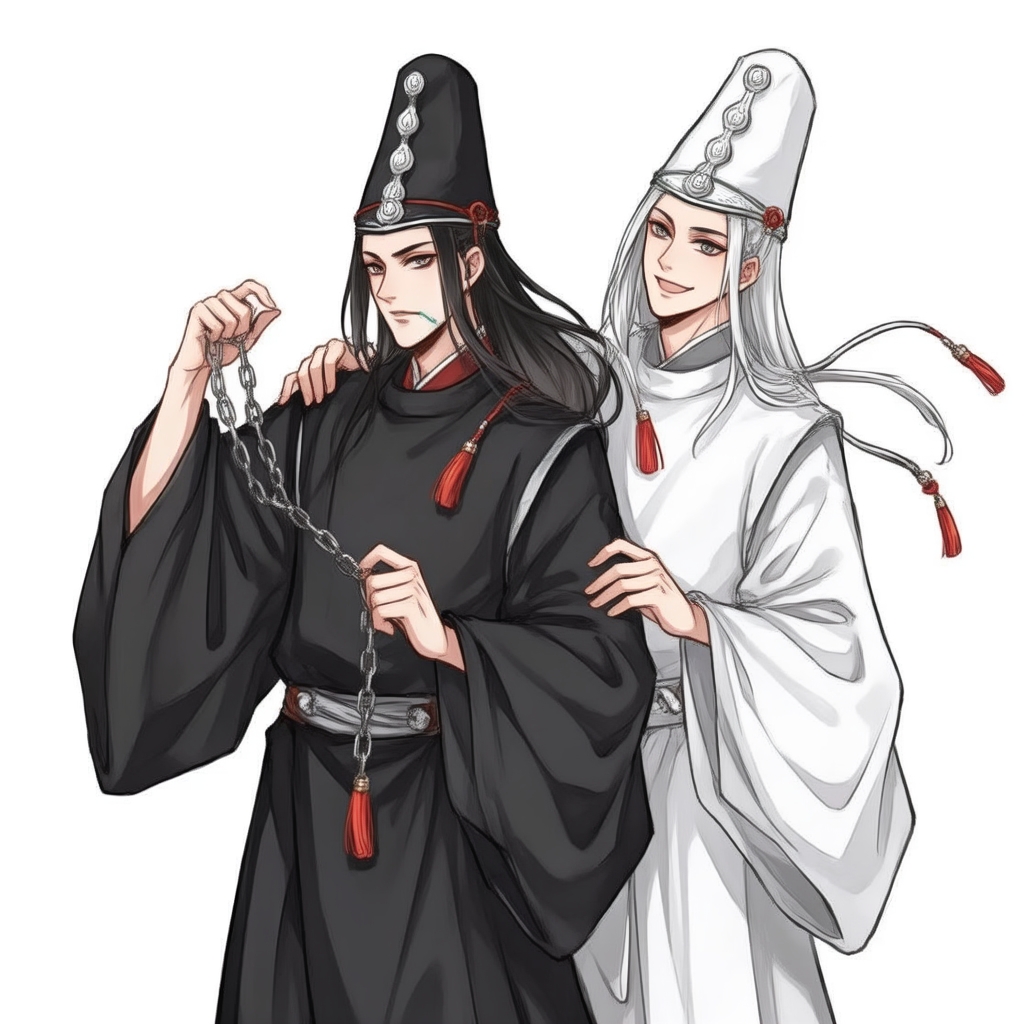 黑白无常,中国神话中的经典鬼差形象,一黑一白,代表着阴阳两极