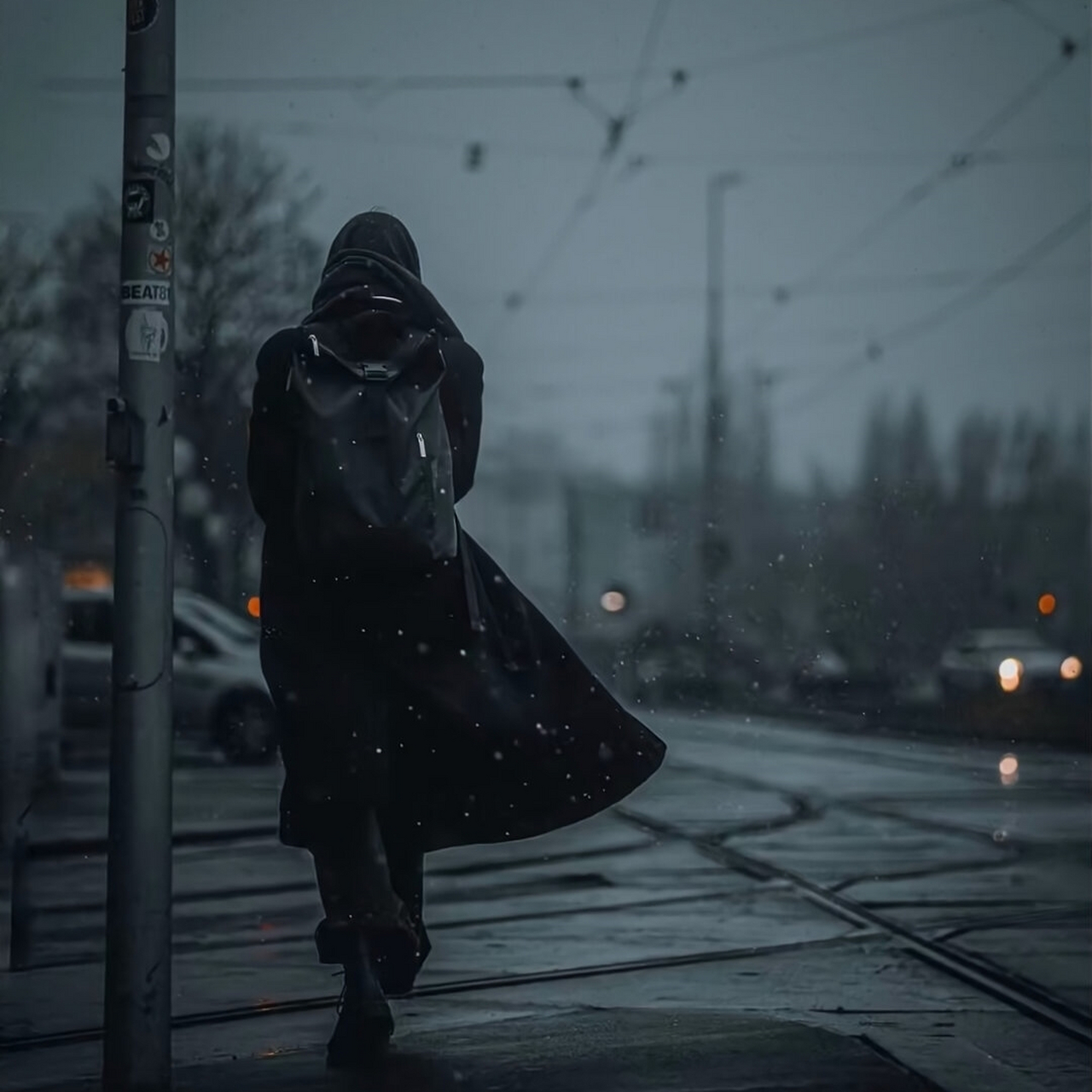 雨行之人  烟雨蒙蒙,那背影在雨中孤独地前行.