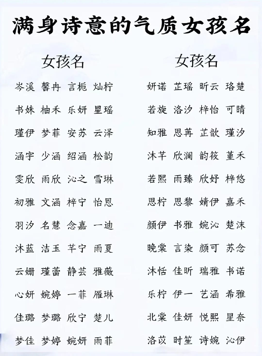 最有气质的女孩名字图片