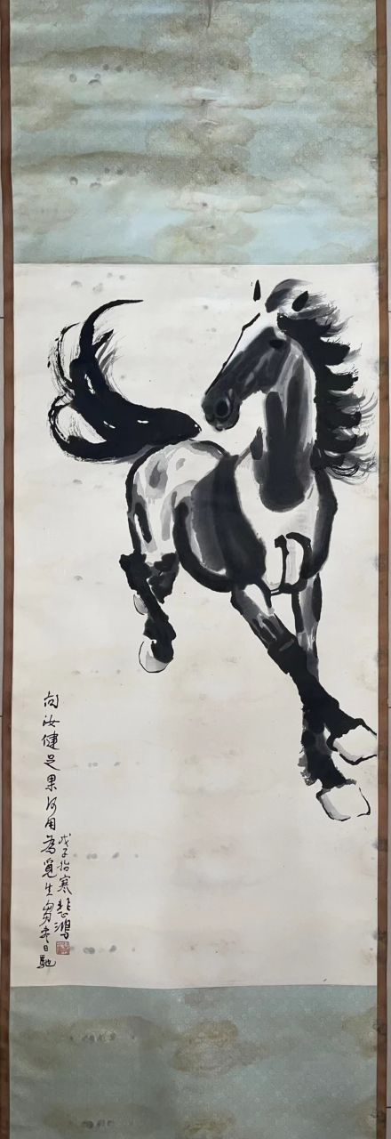 徐悲鸿八十年代木版水印一件,非常精彩,109x55cm#艺术