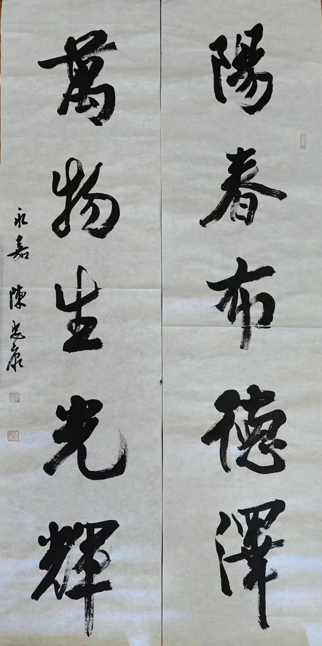 陈忠康书法,四尺对联,有合影#书法