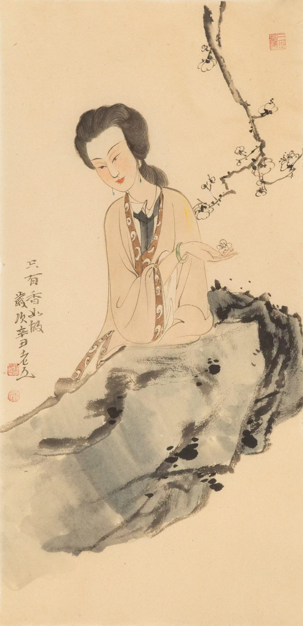 曹建涛 《只有香如故》 独具特色水墨人物画家 78×39cm  曹建涛先生