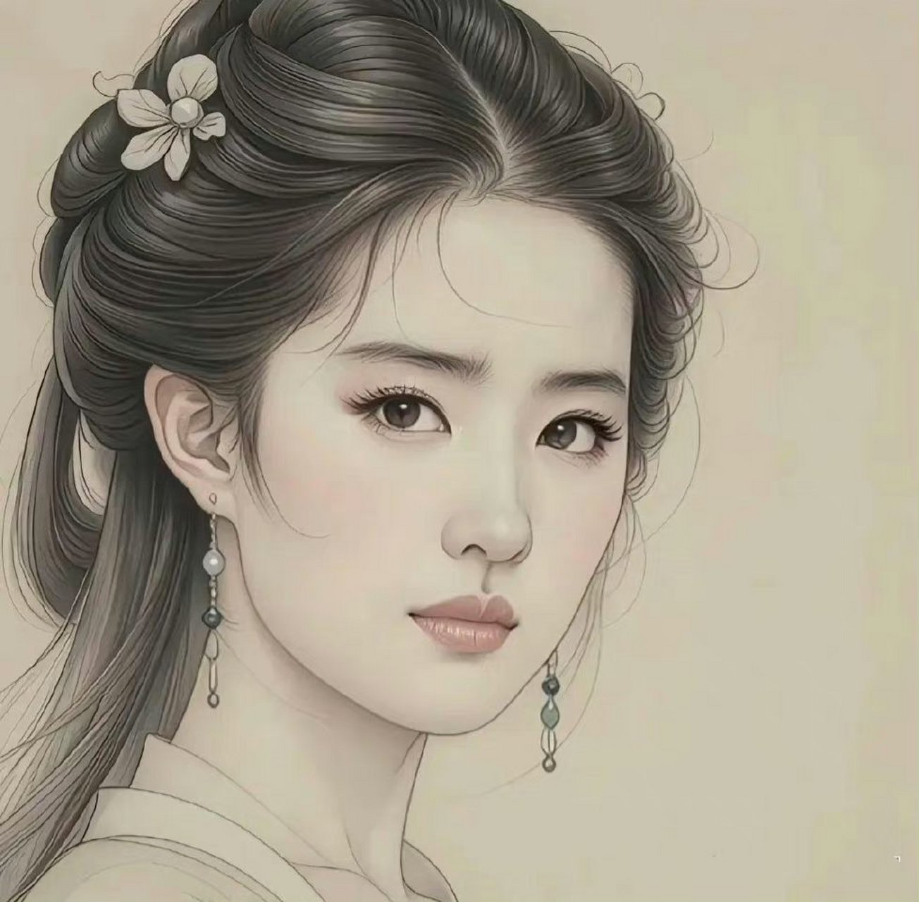 古风工笔画美人头像