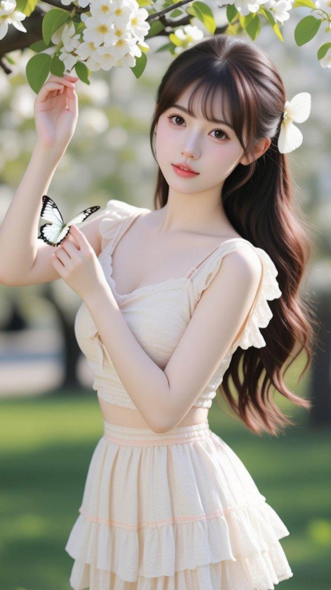 春风踮着脚尖,轻掠过烂漫的樱花树,树下佳人似从千年前古画翩然步出