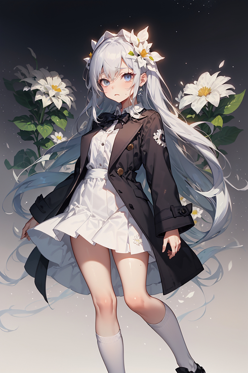 21~ #二次元美少女#  在这个寂静的夜晚,一位黑发少女静静地站在月光