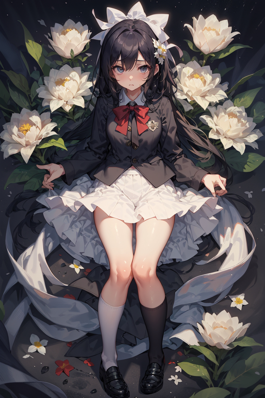 21~ #二次元美少女#  在这个寂静的夜晚,一位黑发少女静静地站在月光