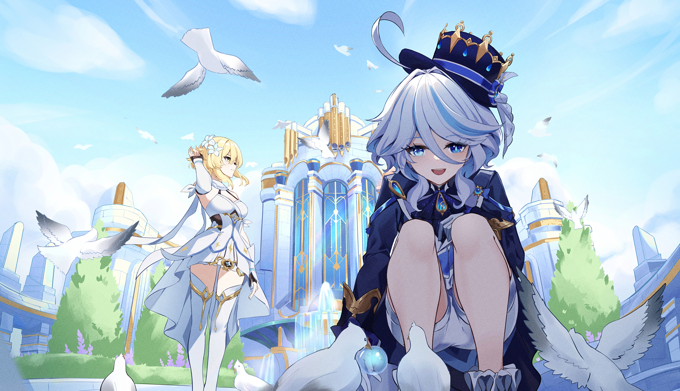 哭哭散猫和两张芙芙(其实还有荧妹)  图源:pixiv#原神