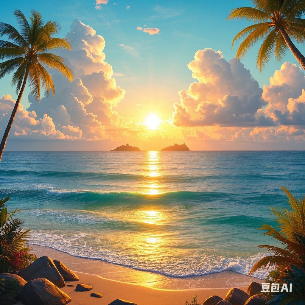 清晨,我在海边迎接第一缕阳光,感受着海浪轻抚沙滩,耳边回响着海风的
