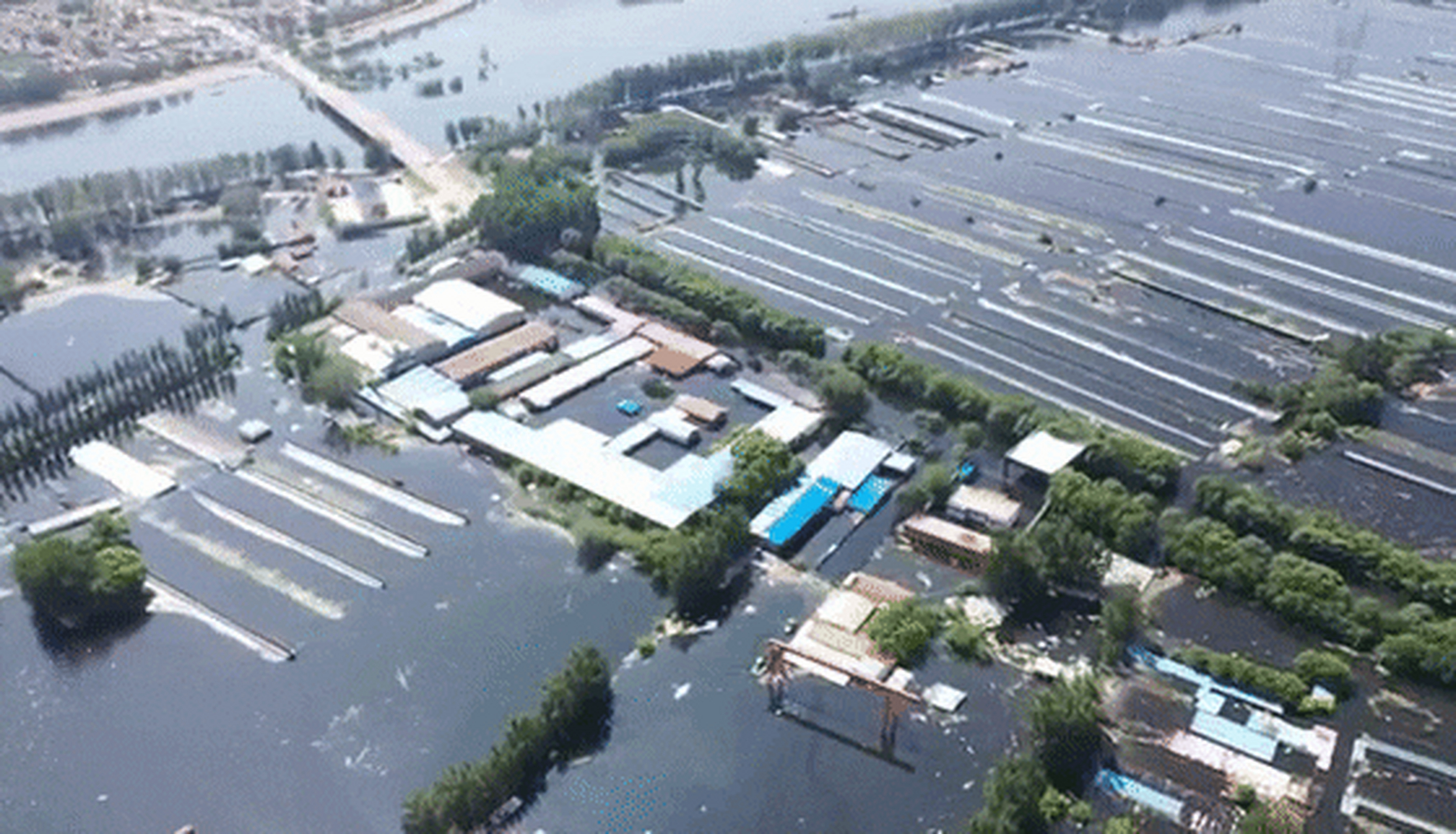 天津市西青区当成村和第六埠泄洪现状!#京津冀暴雨互助