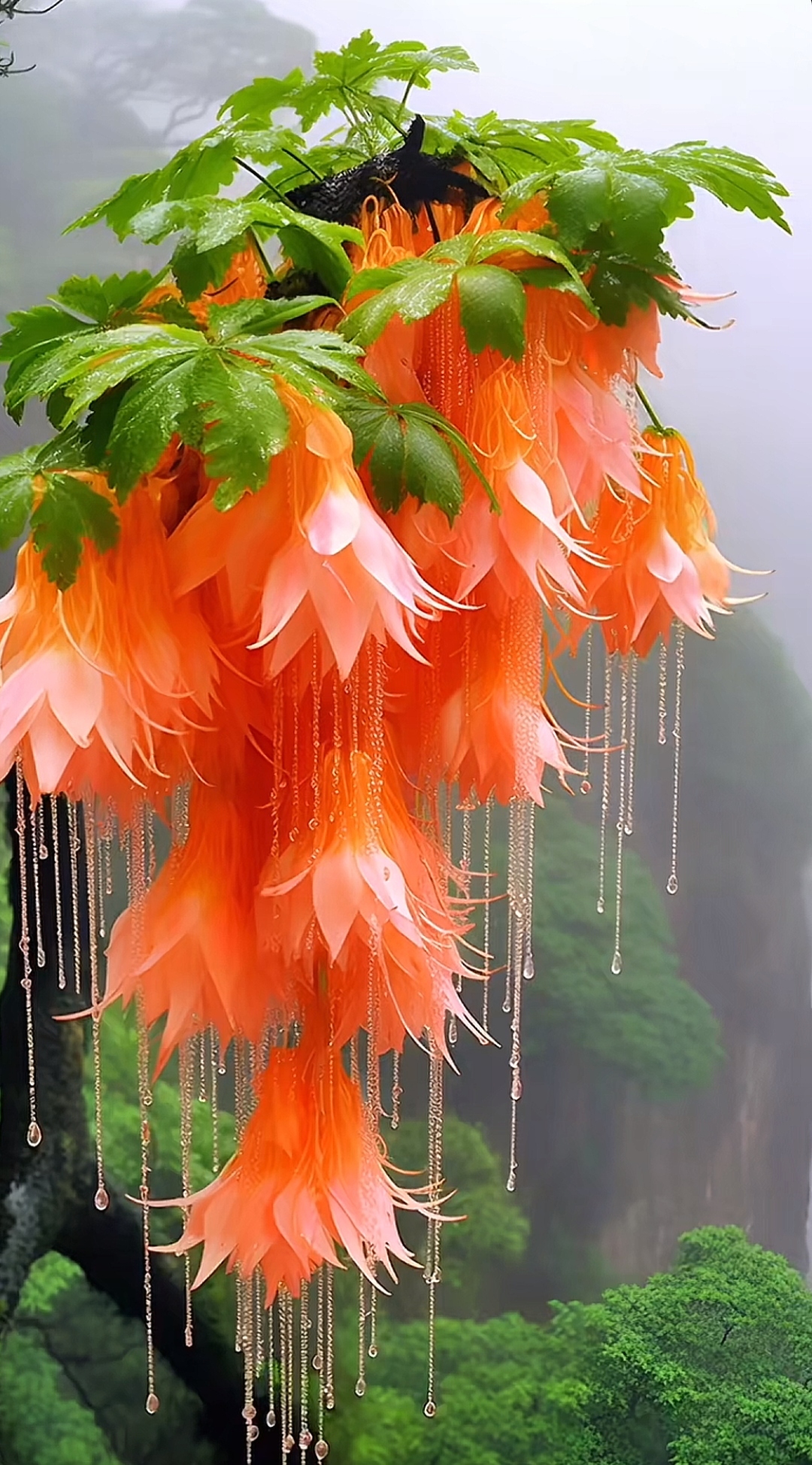 哇,这满树的橙色花瀑布也太美了吧!