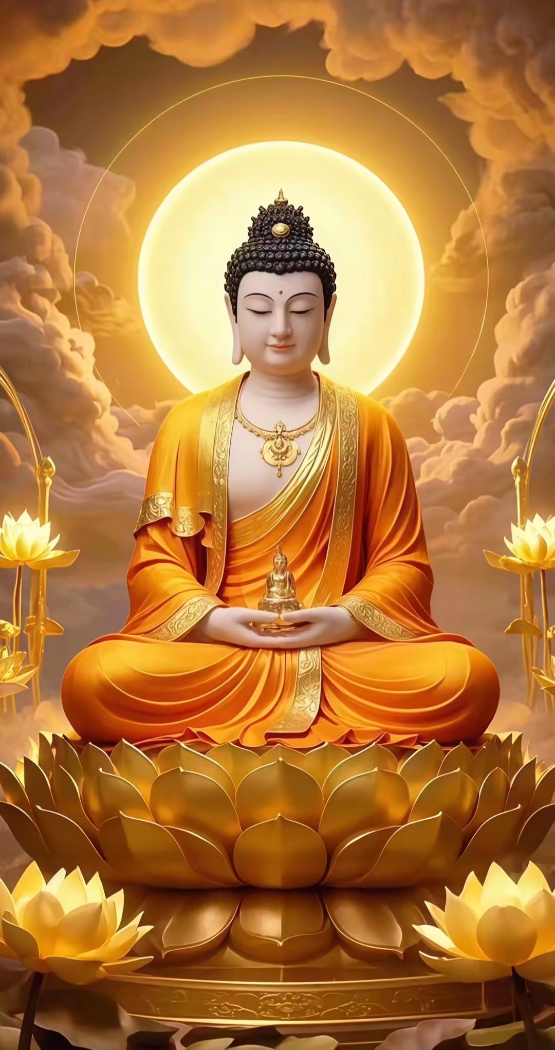 如来佛祖,就在这金光闪闪的莲花宝座上,端坐着,散发着温暖而祥和的