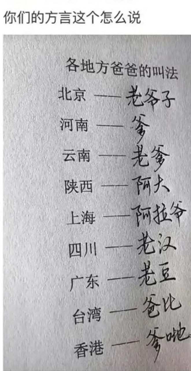爸爸的十种叫法