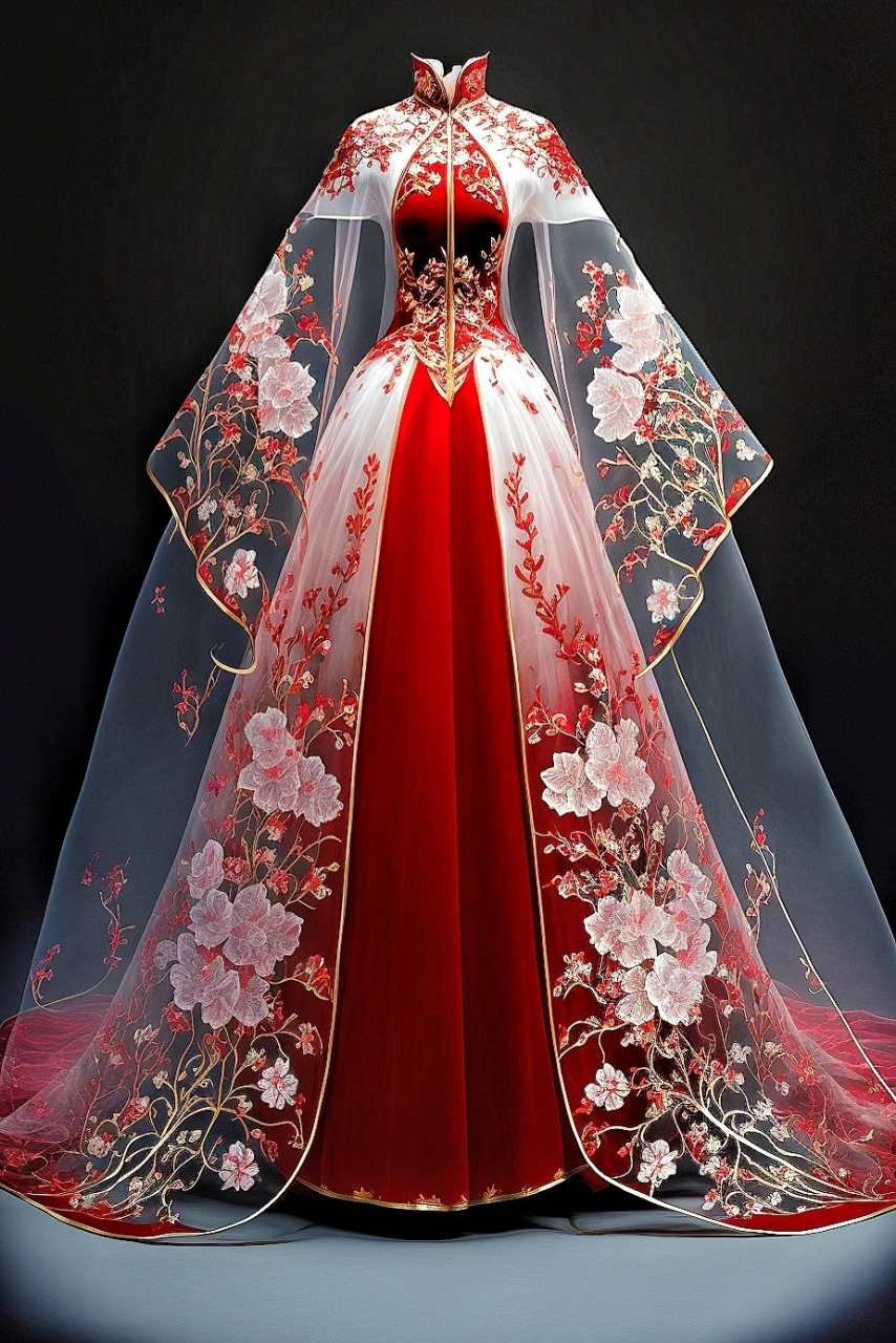 中式礼服婚纱  中式礼服通常以独特的设计和传统的中国元素为设计灵感