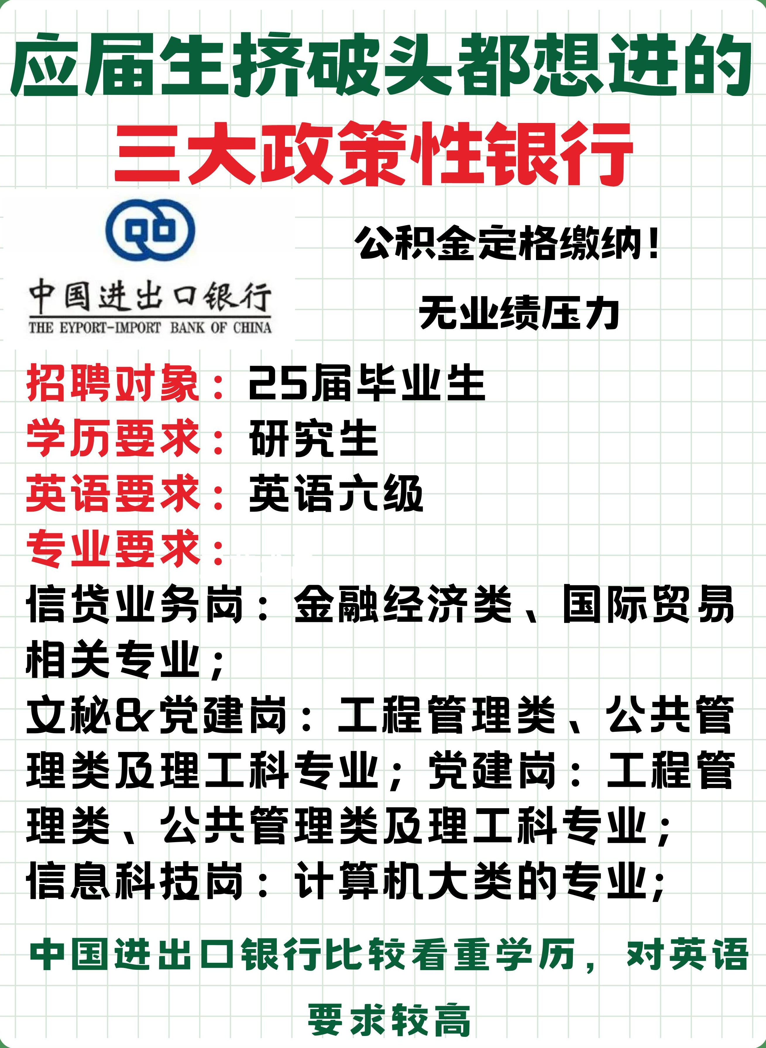 三大政策性银行报考要求#校招# #招聘# #求职# #国央企就业# #内推