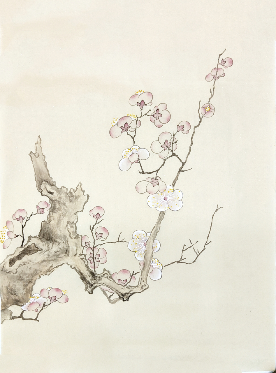 国画 最近画了一幅工笔梅花.