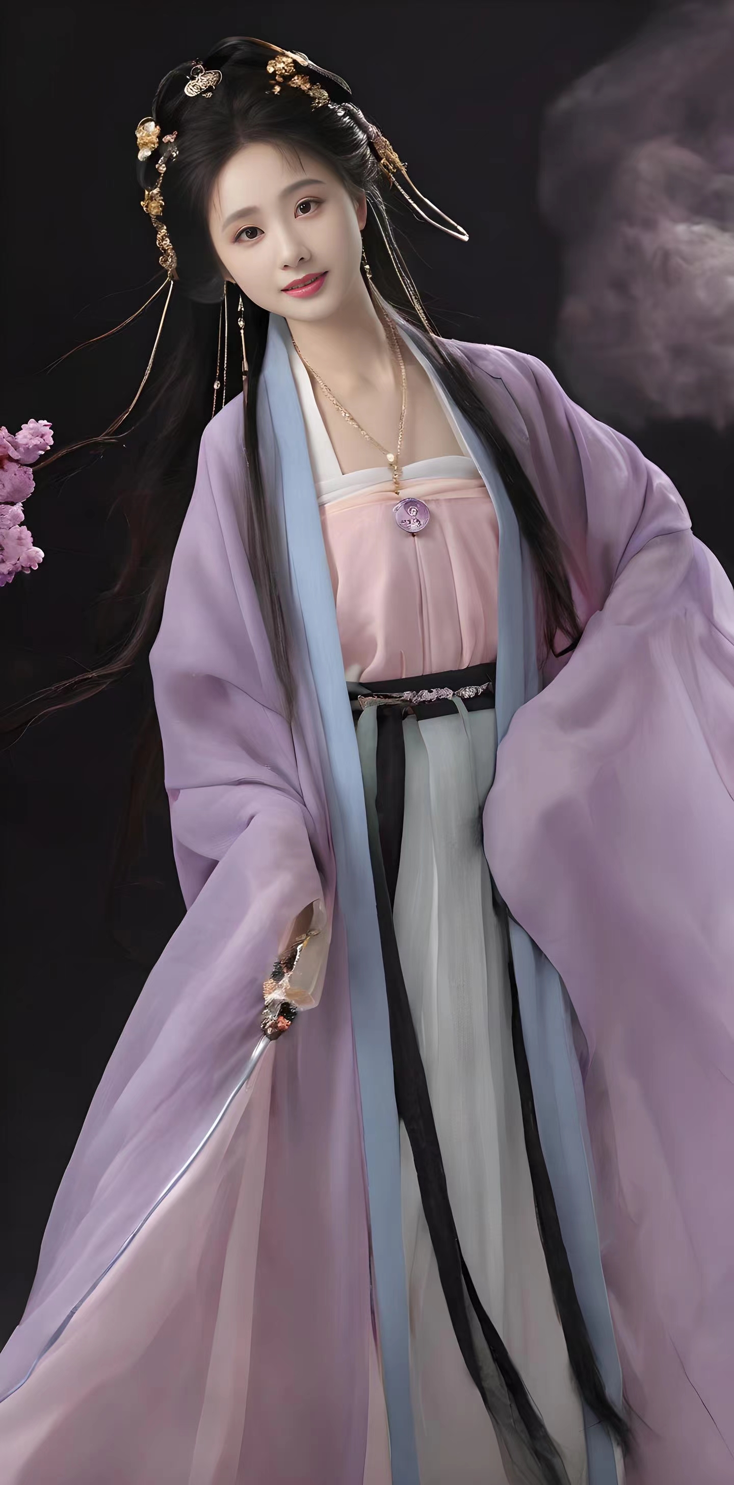 ✨  🌸淡紫色的古装,仿佛融入了春天的气息,清新脱俗.