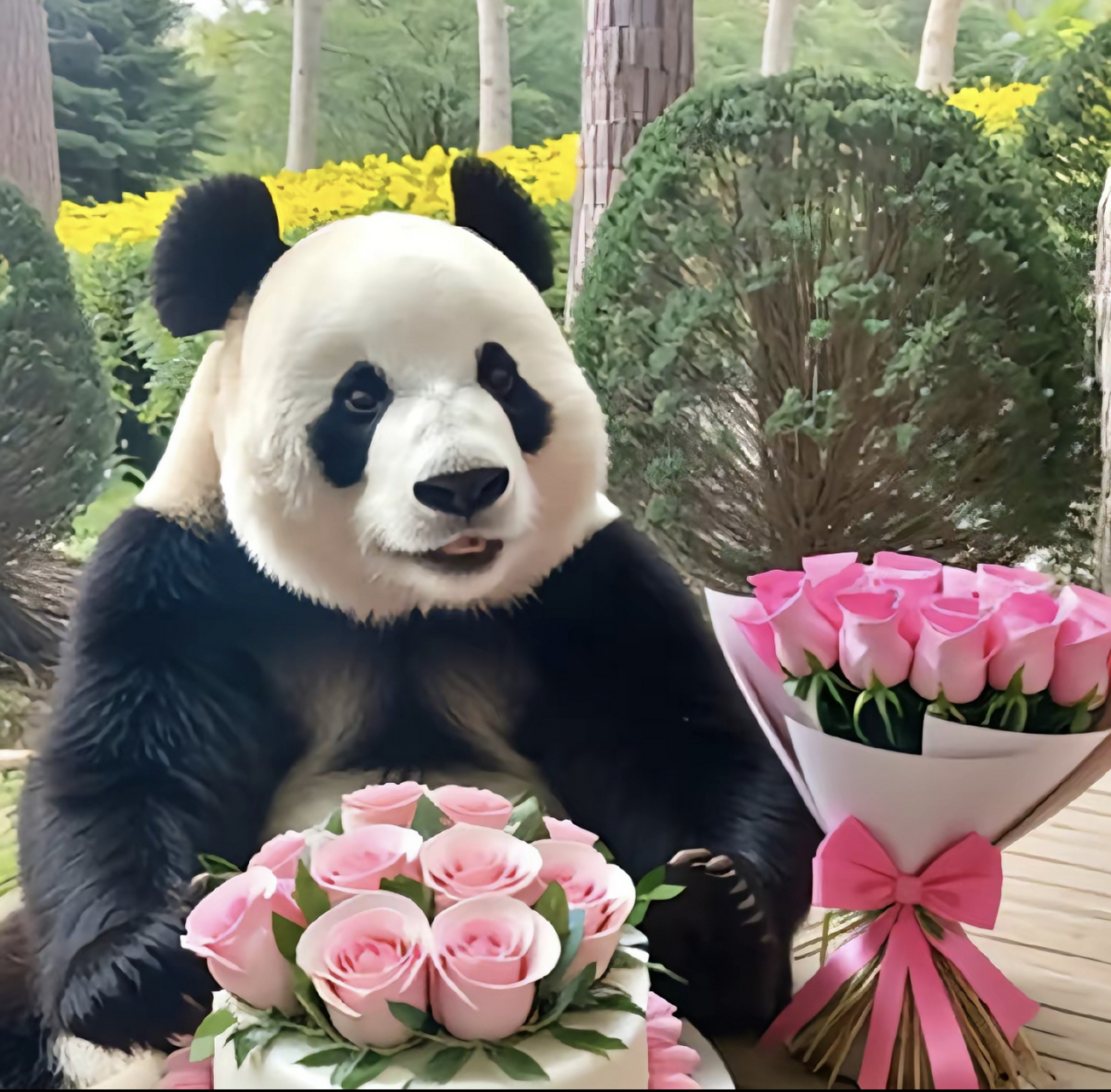 "与国宝大熊猫飞云相遇,仿佛在梦境中.