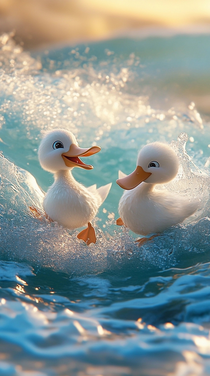 壁纸丨海上冲浪的白鸭