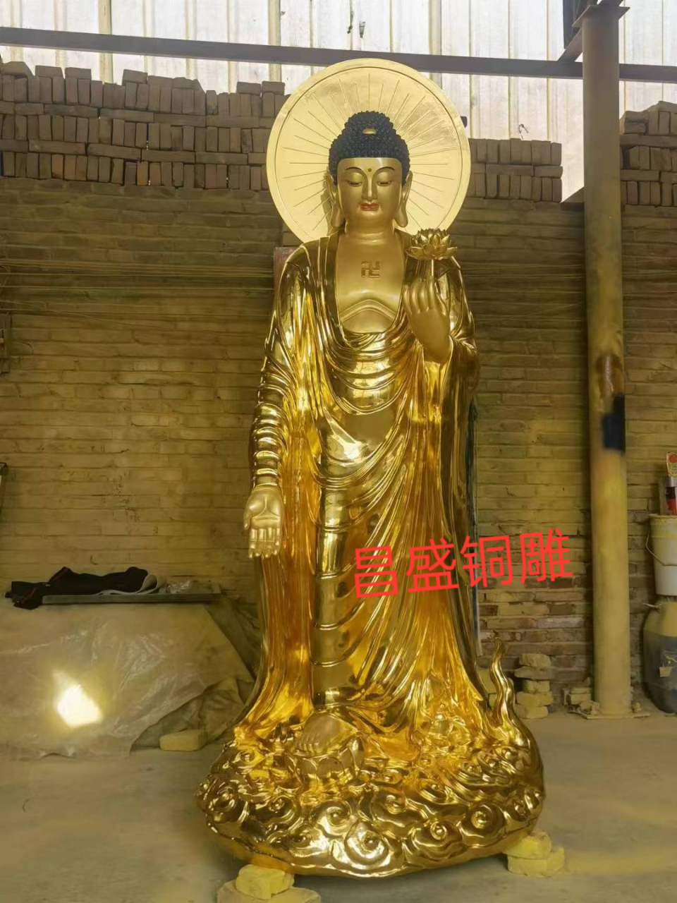 2米接引佛纯铜阿弥陀佛铜寺庙供奉佛像厂家释迦摩尼佛铜像