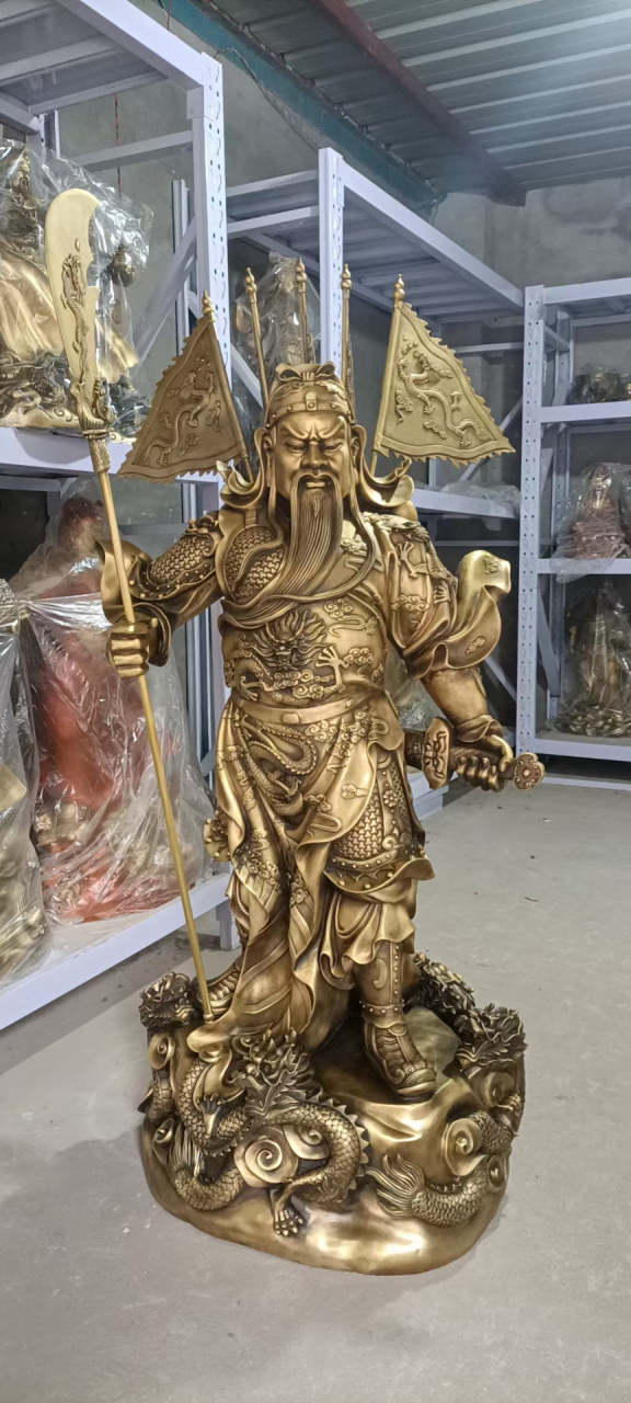 各种尺寸铜关公镇宅铜关公拿刀关公神像武财神关羽伽蓝菩萨铜雕塑厂家