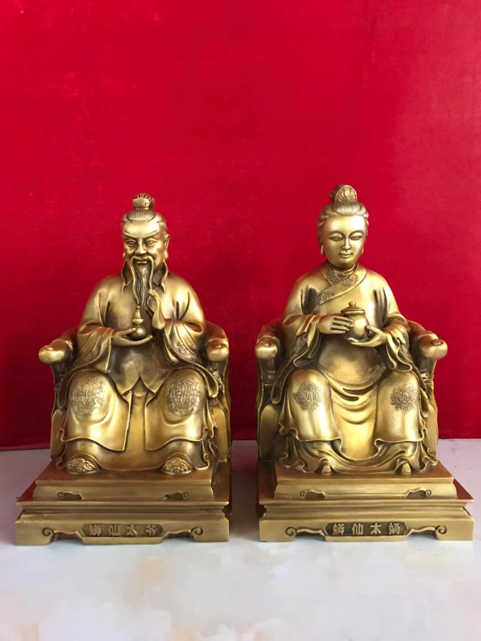 胡三太爷胡三太奶铜神像纯铜黑老太太东北保家仙家用供奉神像厂家