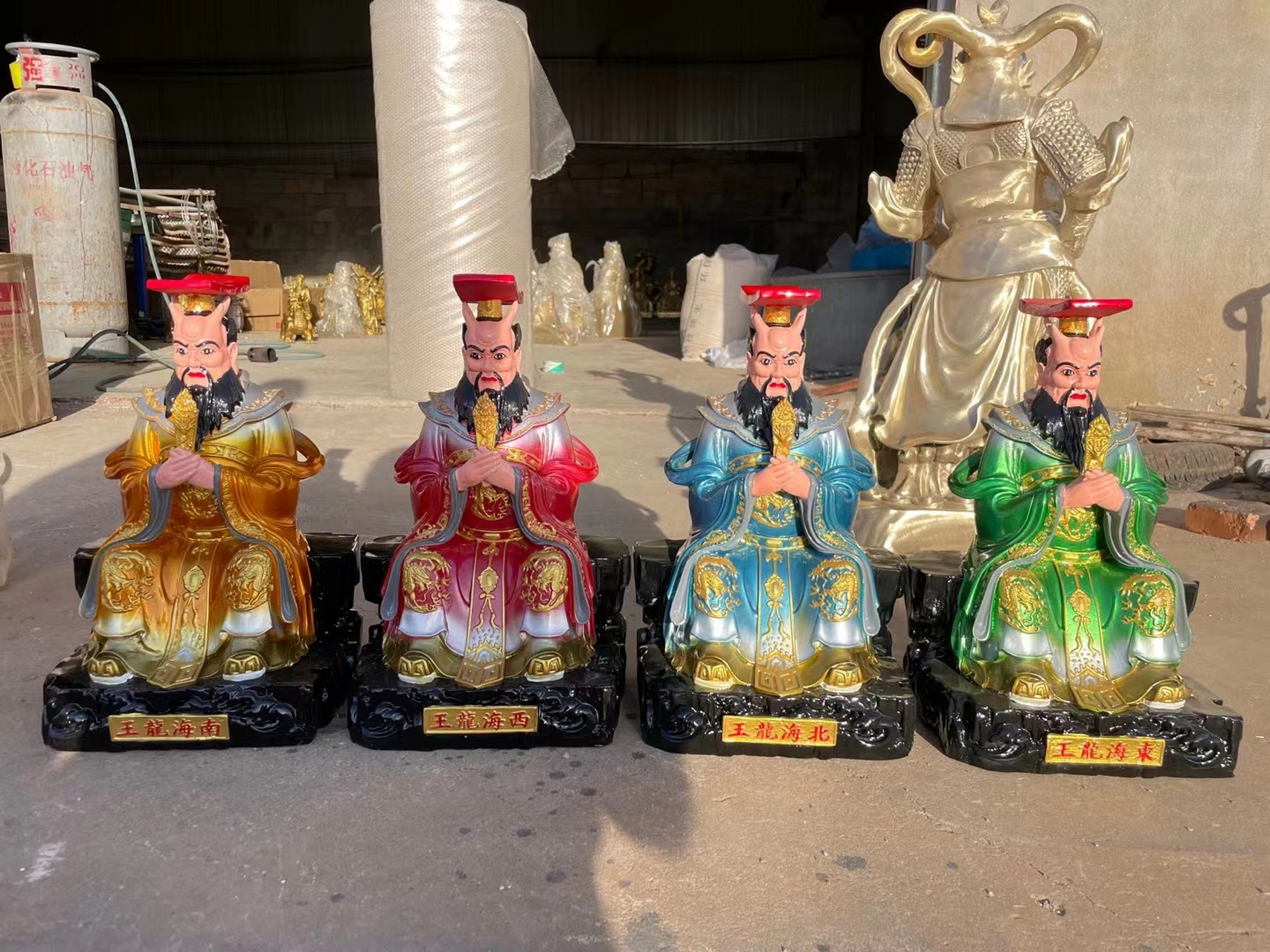 40厘米铜彩绘四海龙王定制各种尺寸铜像