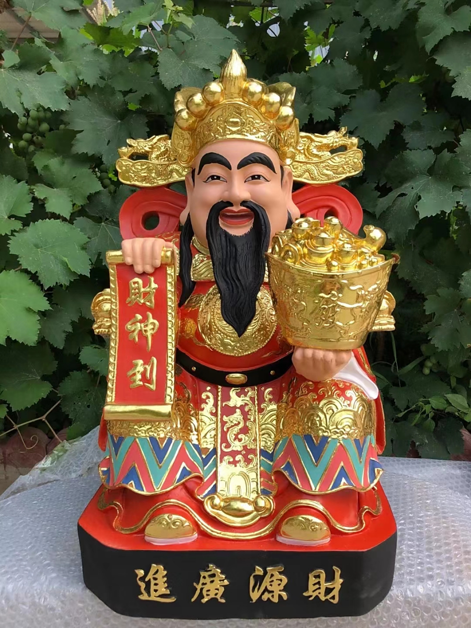 财神铜像居家供奉铜财神纯铜彩绘文财神财帛星君铜雕塑