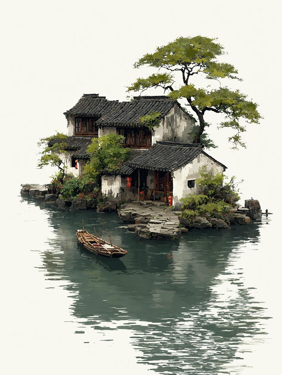 在时光的长河里轻摇, 江南水乡,如一幅淡墨的画稿