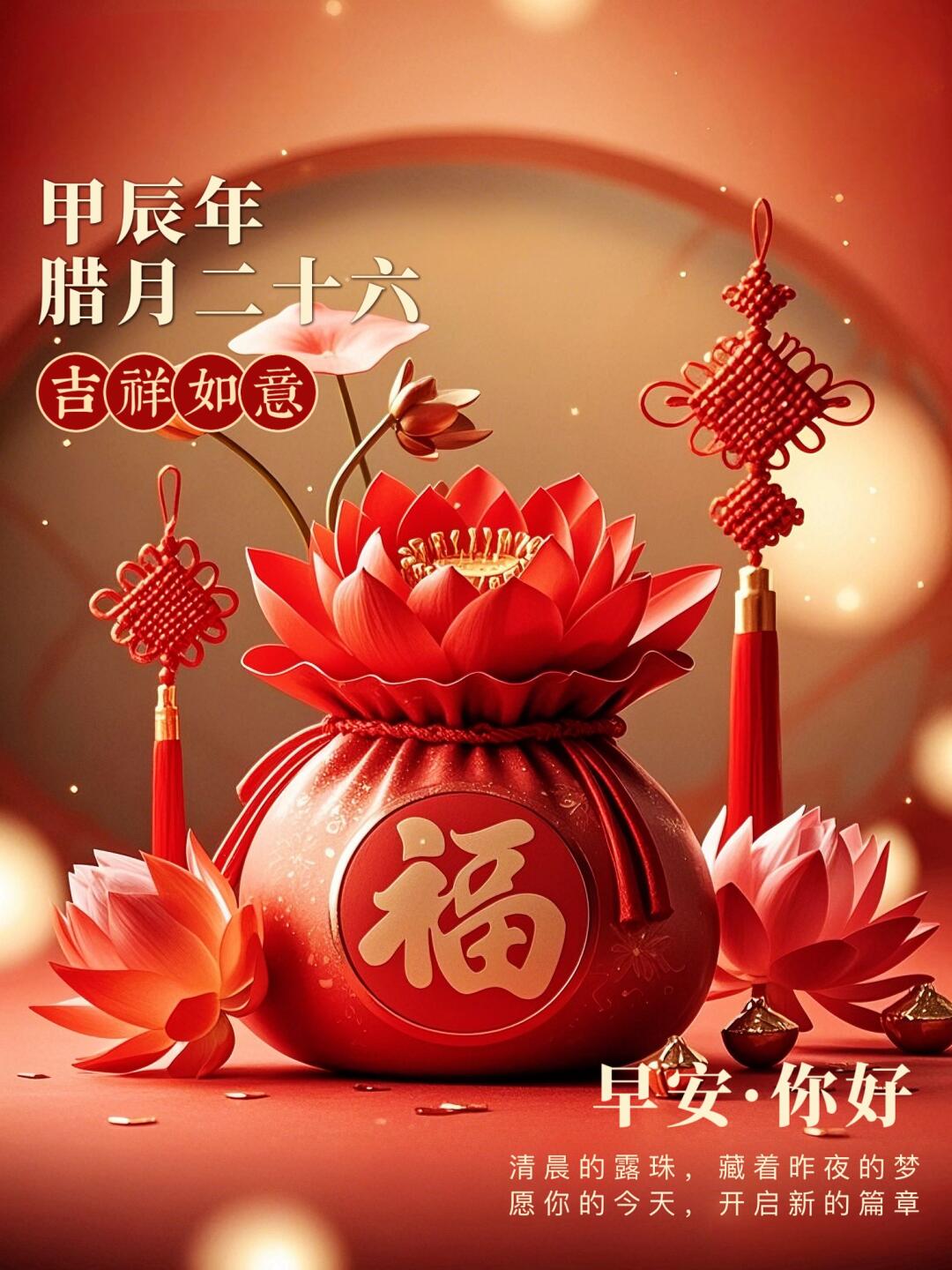 《春节将至,辞旧迎新:早安,轻装前行迎新年美好》
