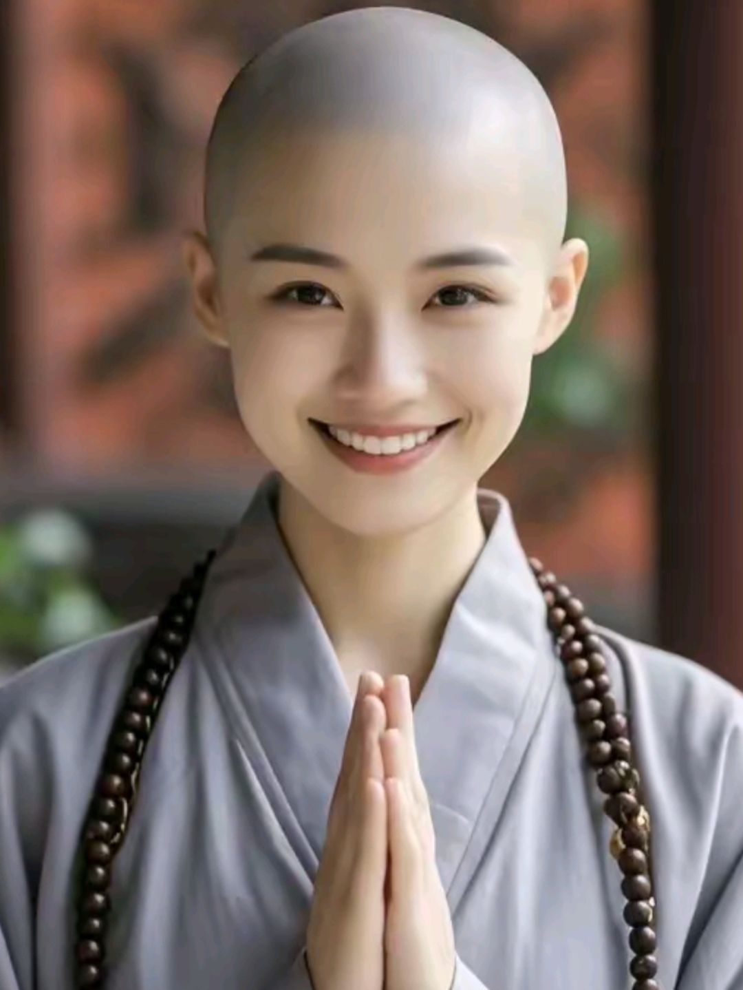 老尼姑轻敲头,笑言六根需清净