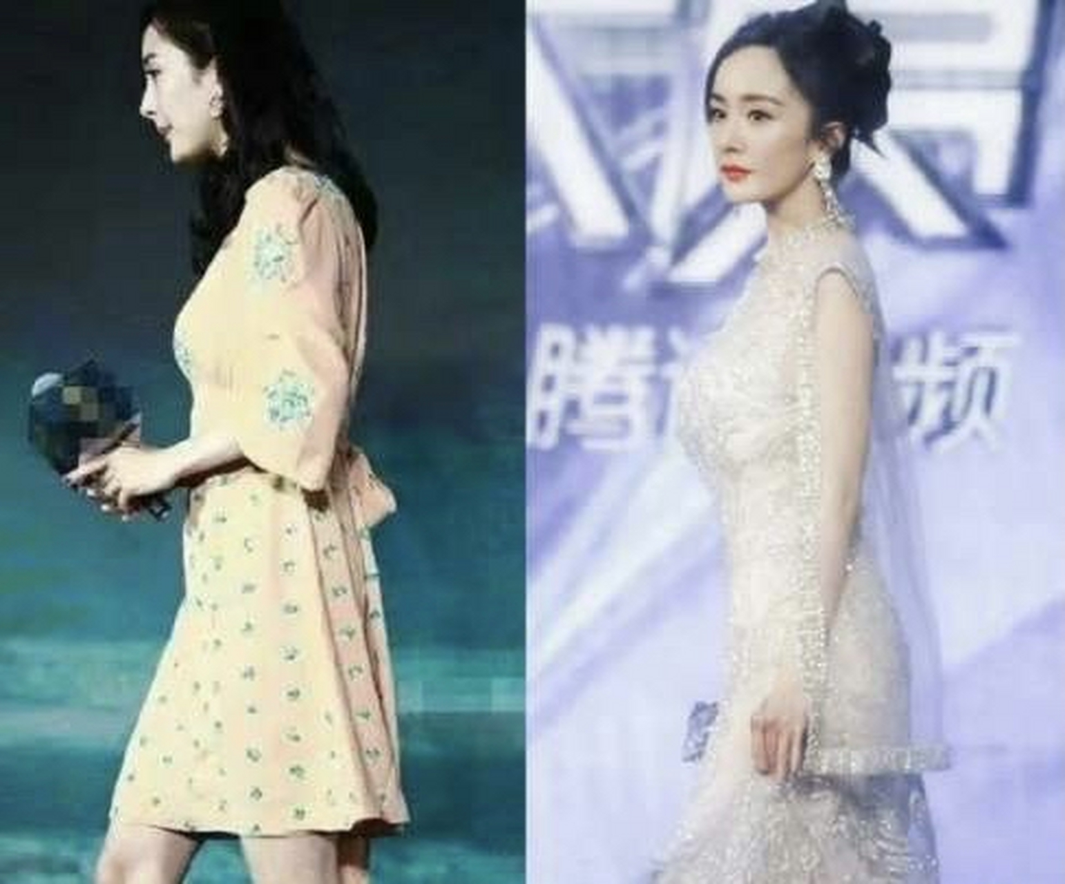 杨幂真的有在体态这方面下功夫!脖子前倾和含胸驼背的问题改善了很多.