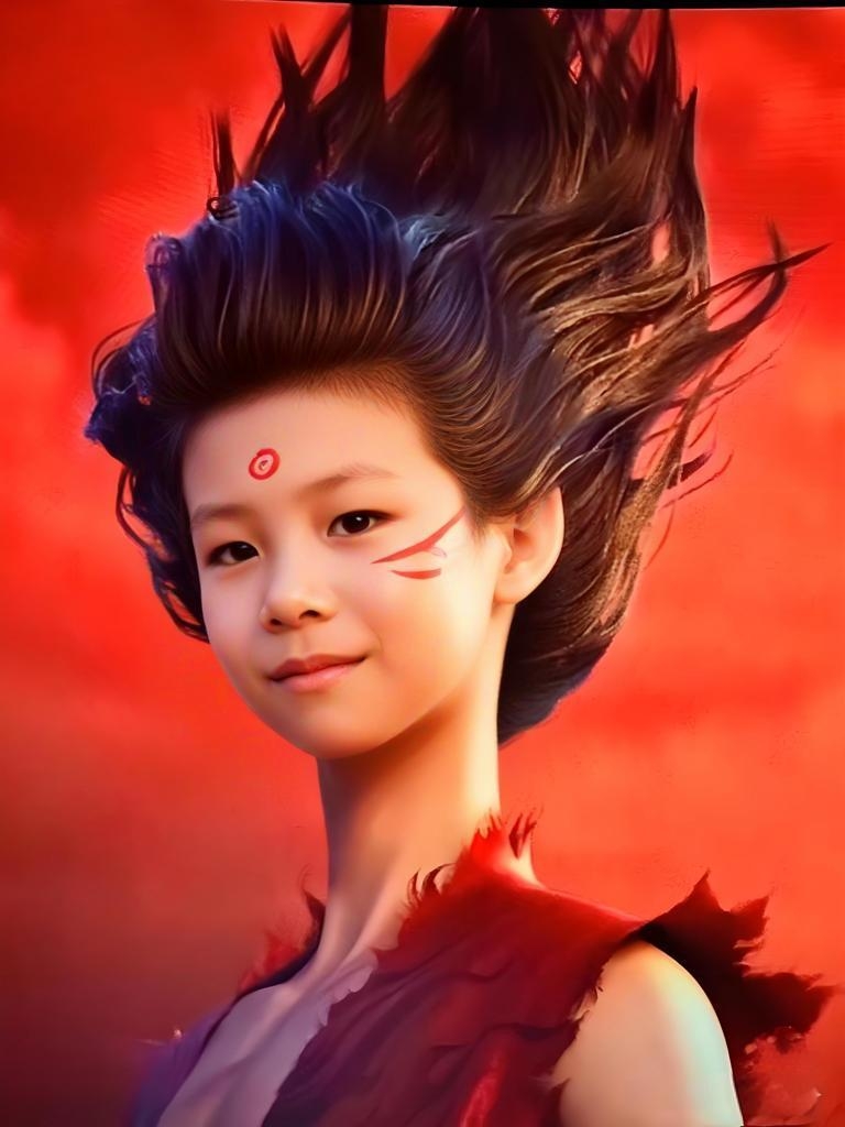 从孟芷旭哪吒哪吒三头六臂儿童画