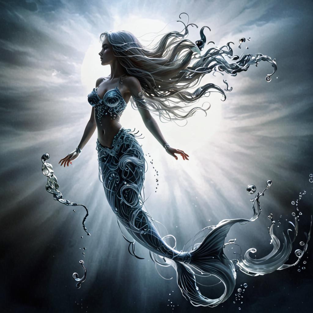 山海经之陵鱼:海中有陵鱼,人面鱼身,有手有足,啼声如小儿