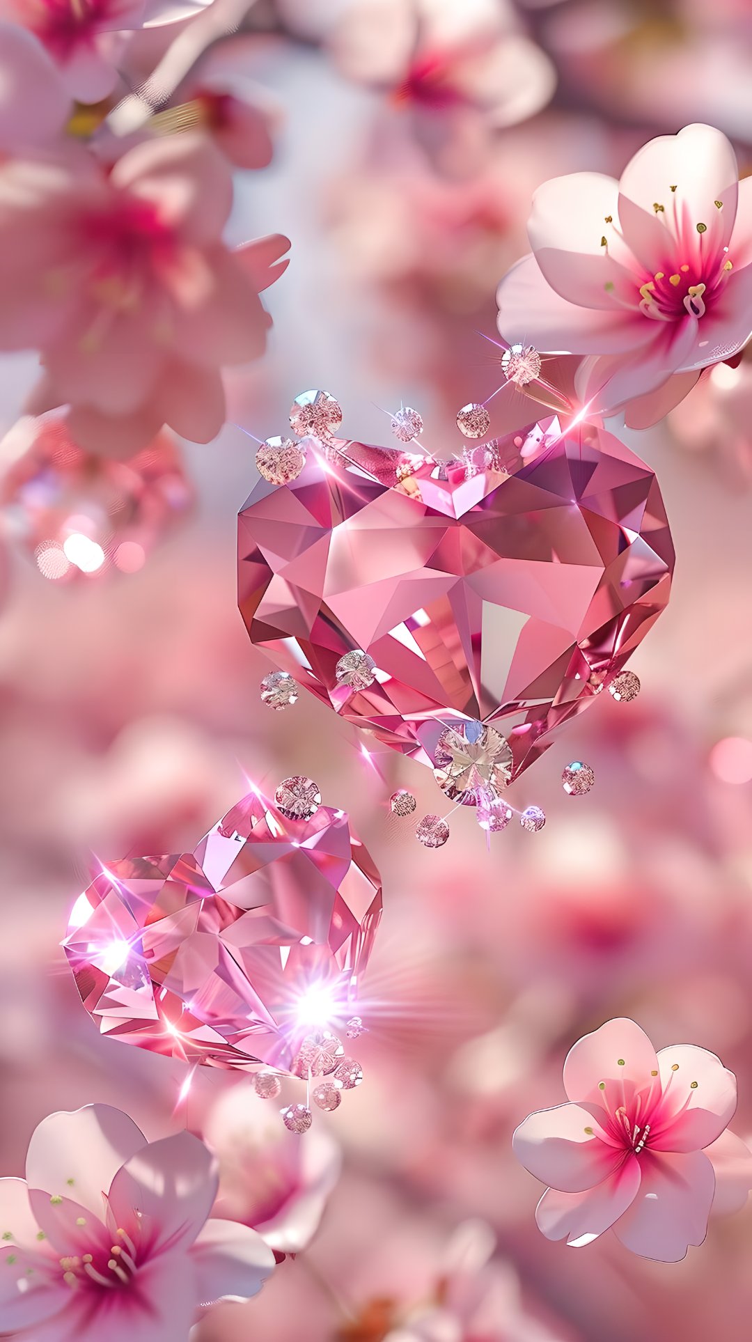 梦幻心形悬浮空中,粉色花瓣与星星共舞🌸✨  🌈在这个充满浪漫