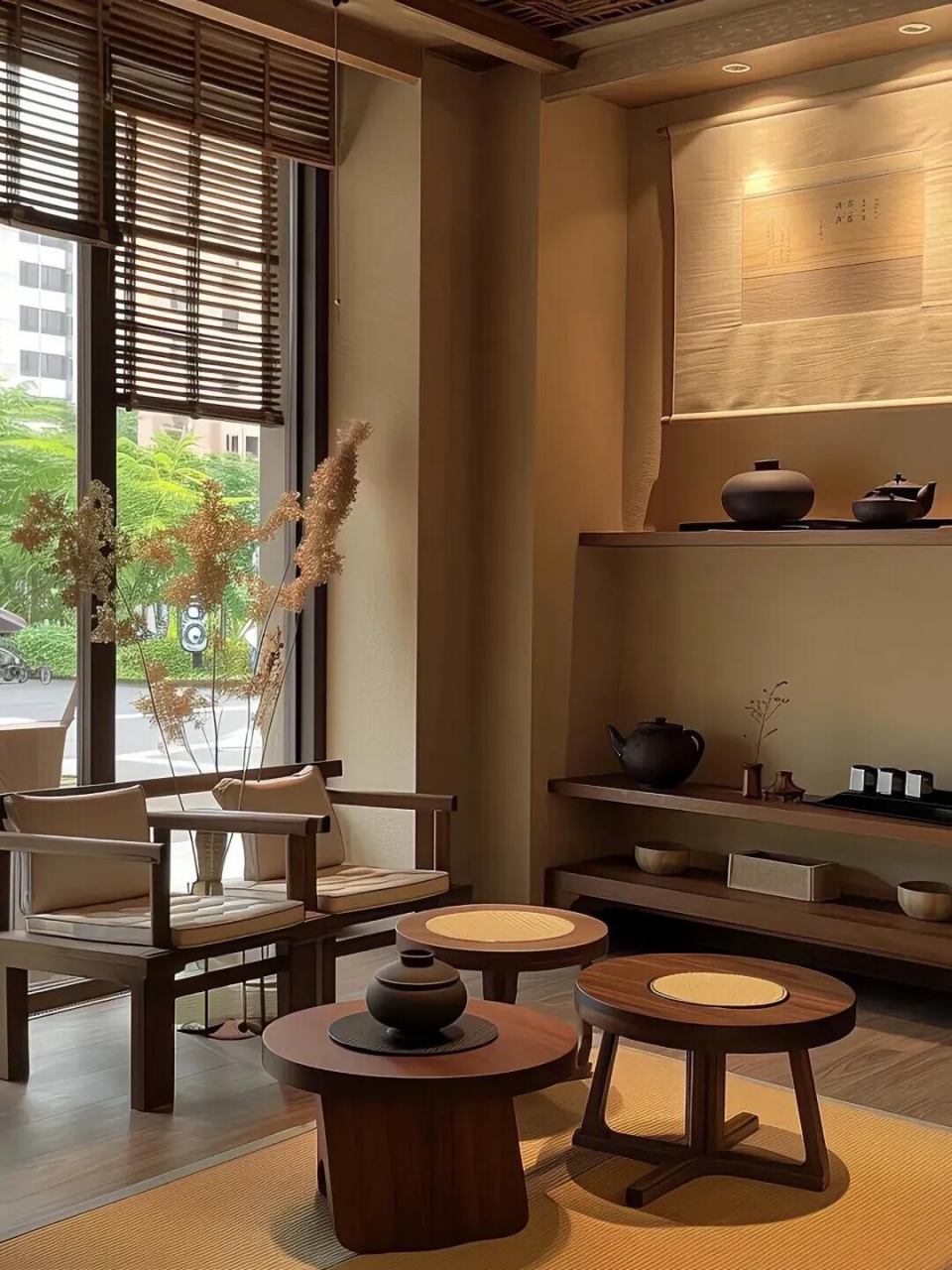 禅意茶室空间|02 02整间茶室的设计风格是借鉴了宋代美学.