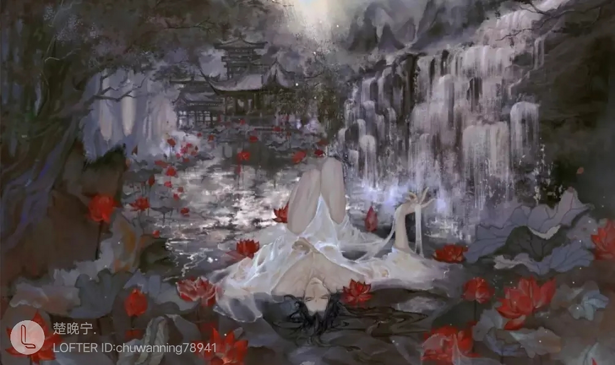"水榭藏美人,美人召天问"#二哈和他的白猫师尊#  画师:lof  楚晚宁.