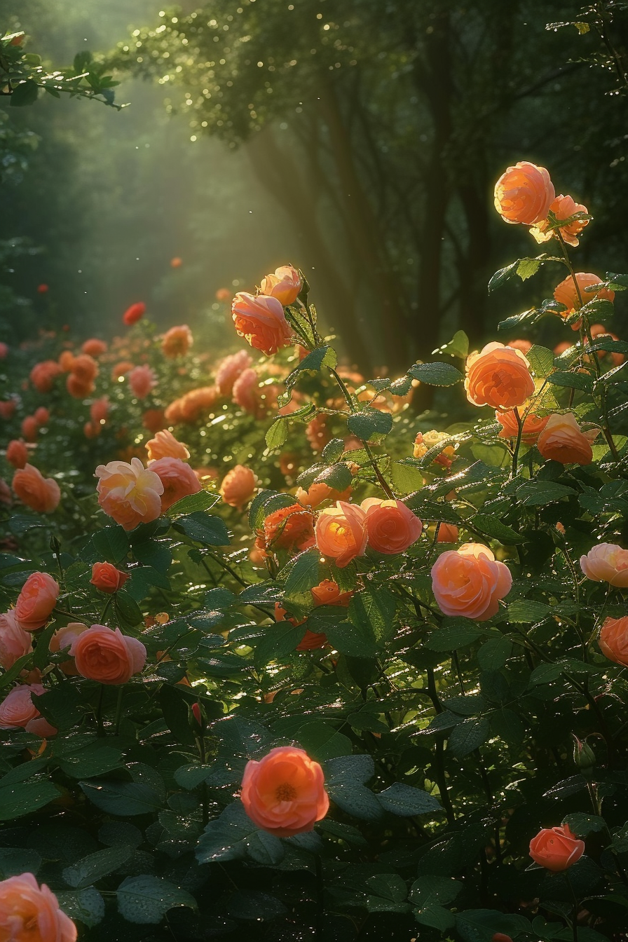 好美的玫瑰花丛呀!每一朵花都绽放出最灿烂的笑容,真是让人心旷神怡