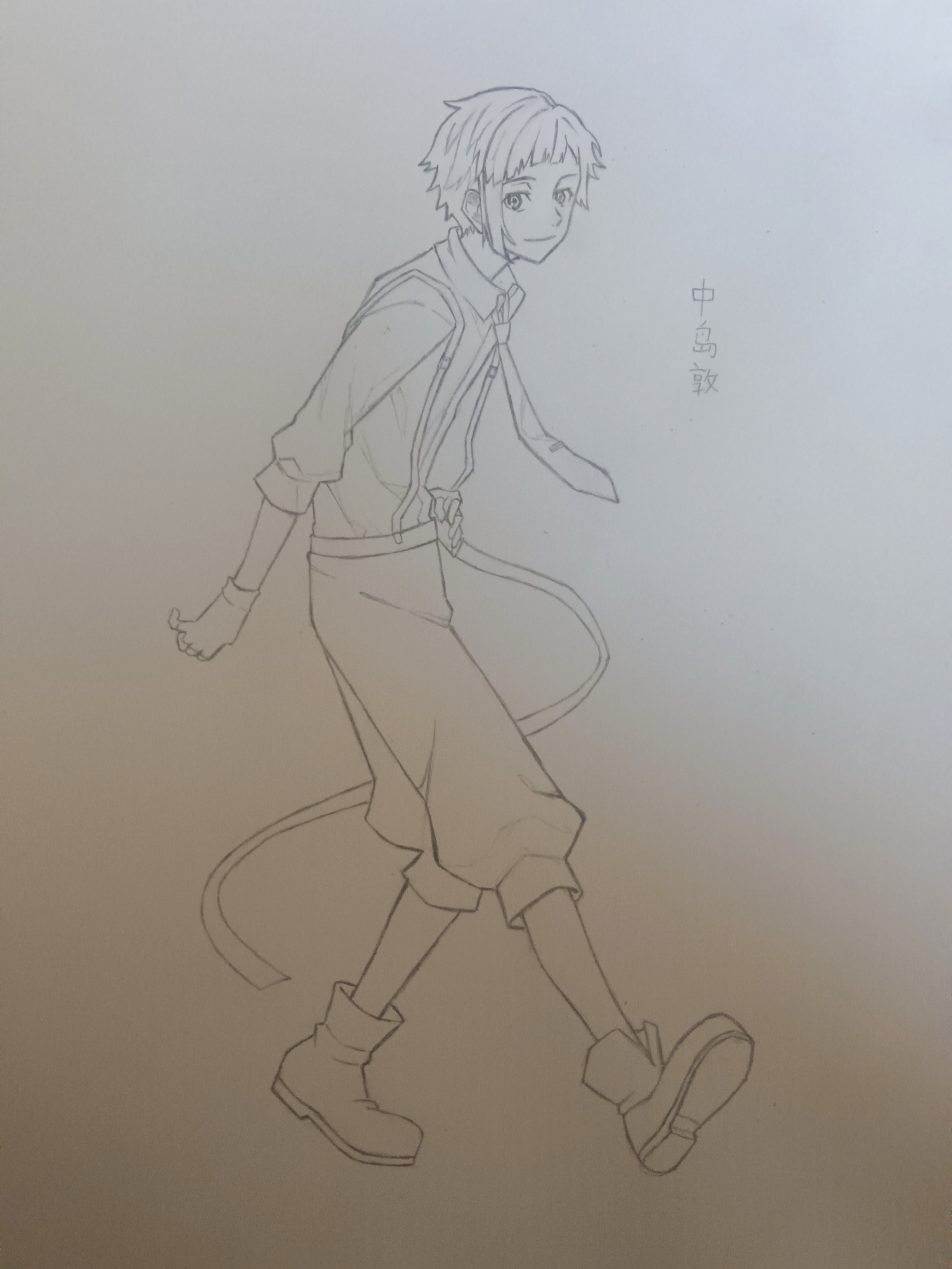 美术之家# 动漫人物,文豪野犬中岛敦,无色. 我终于把男主画出来了!