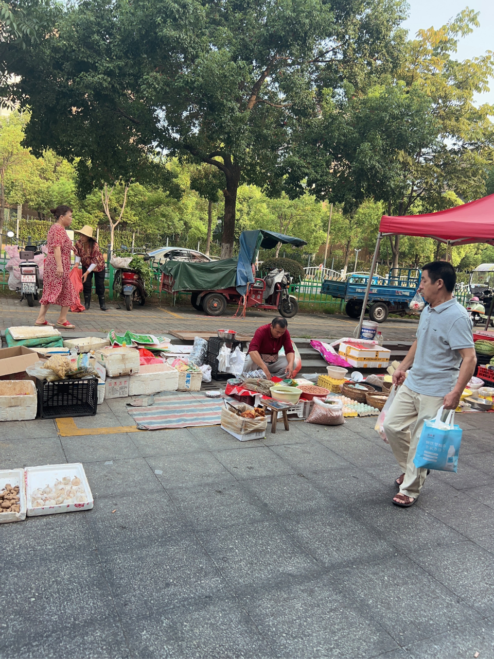 每天早上4:50起床,5:10左右出门早市摆摊,日复一日,除了下雨天不摆.