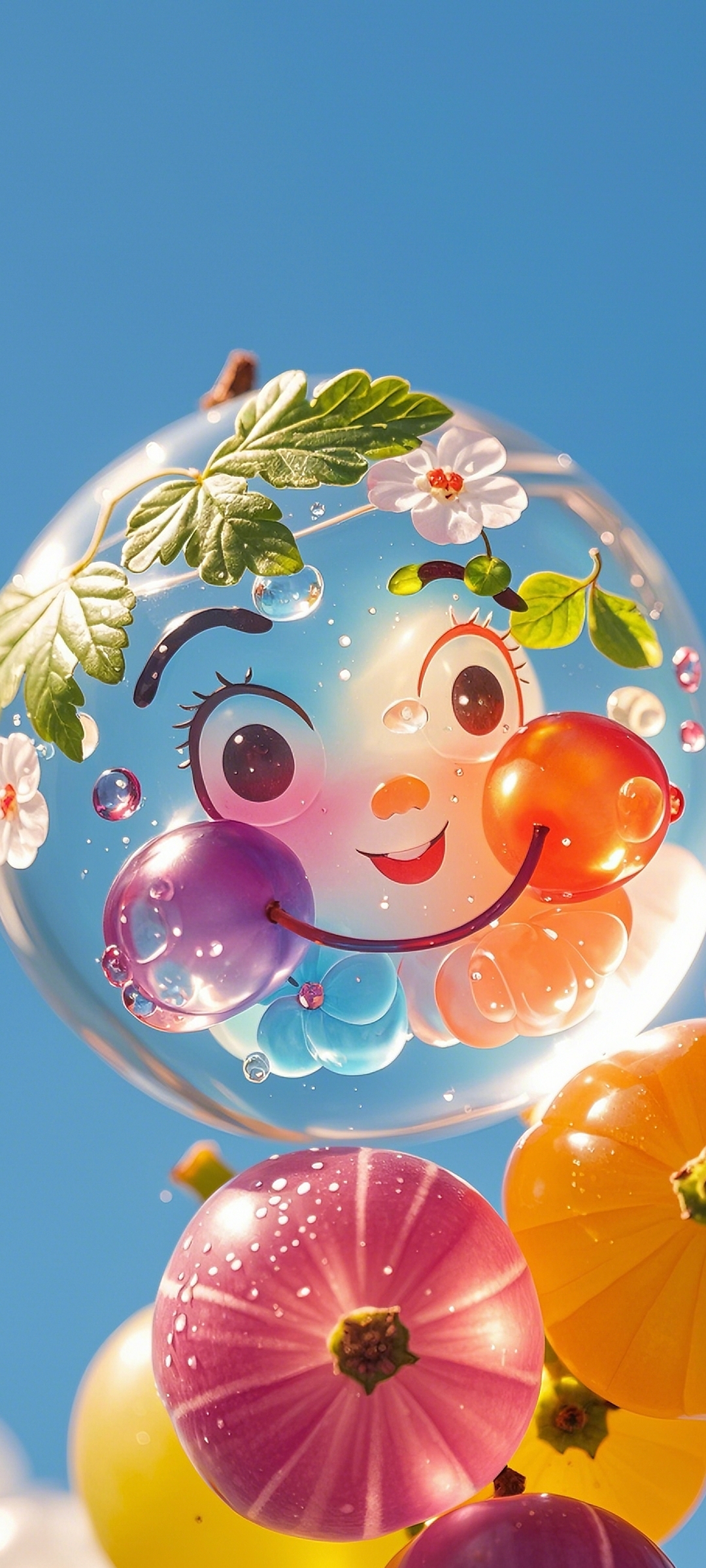 气球上的笑脸,映照出孩童般的纯真与欢乐.