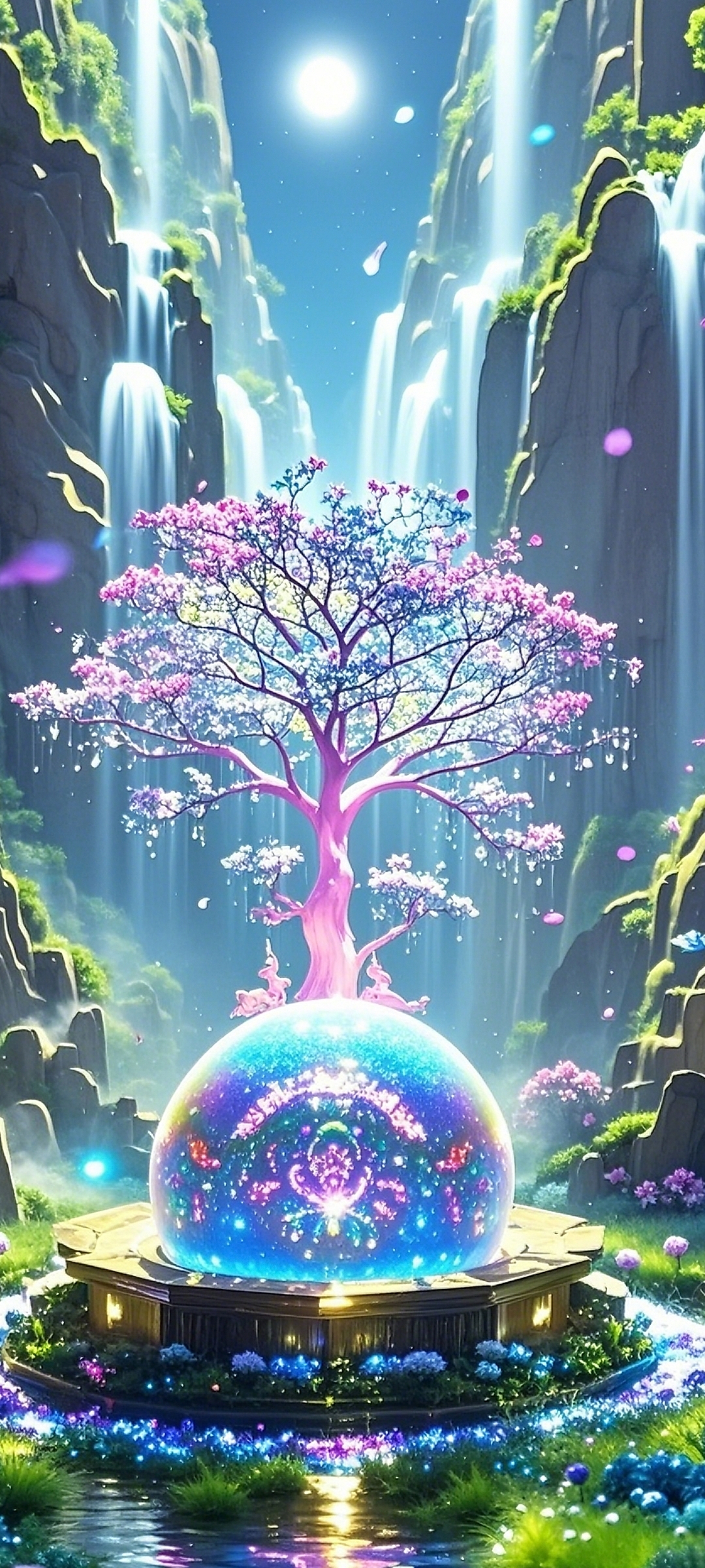 夜空下的梦幻花园,繁星点点,树影婆娑,美得让人心醉.