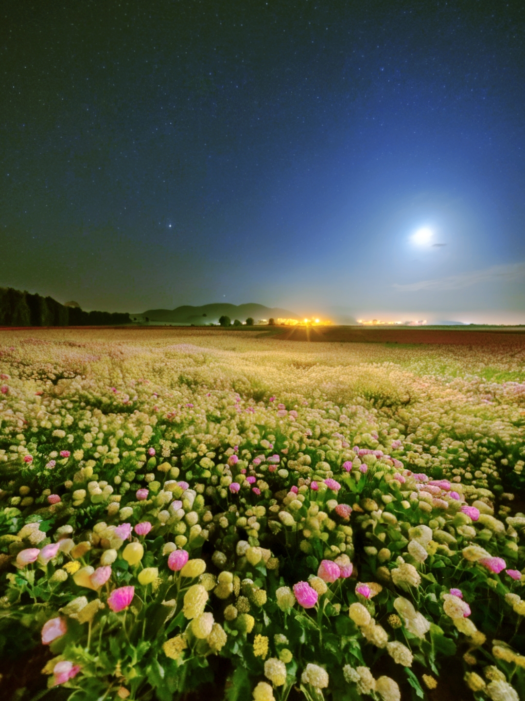 大理夏夜星空花海图片图片