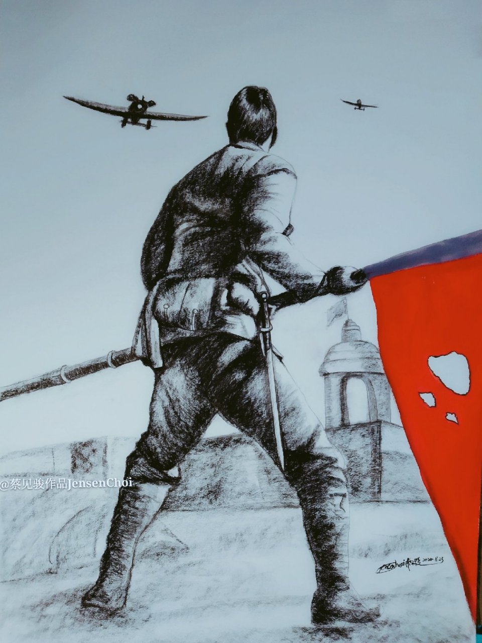 蔡见骏手绘《八佰》尺寸108cm×76cm#蔡见骏手绘##蔡见骏随手拍##蔡爷