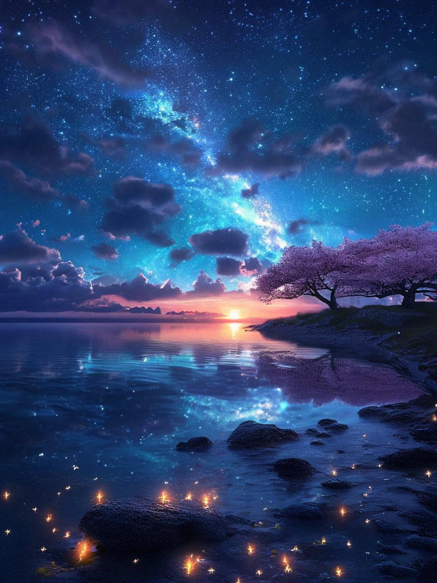 旅途中的美景# 哇,今晚的星空真是美翻了,湖边的风轻轻吹过,带来丝丝