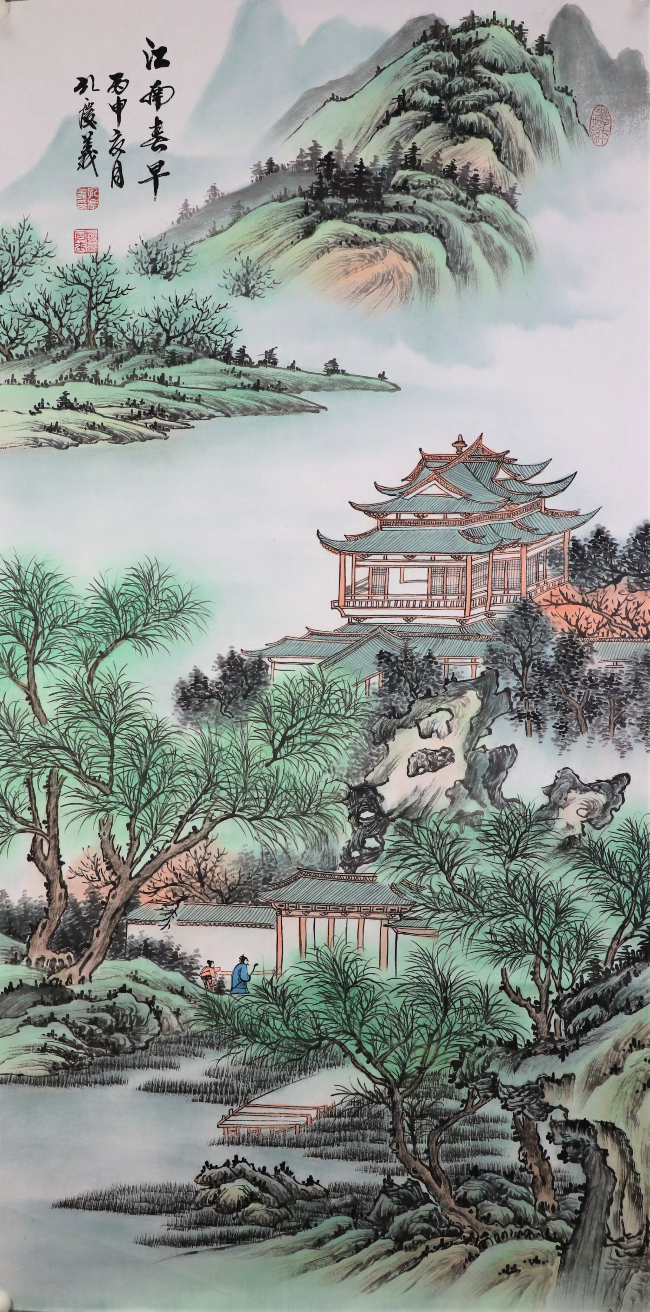 孔庆义老师山水大作:山水画水代表财源,流水又代表财源滚滚的好兆头