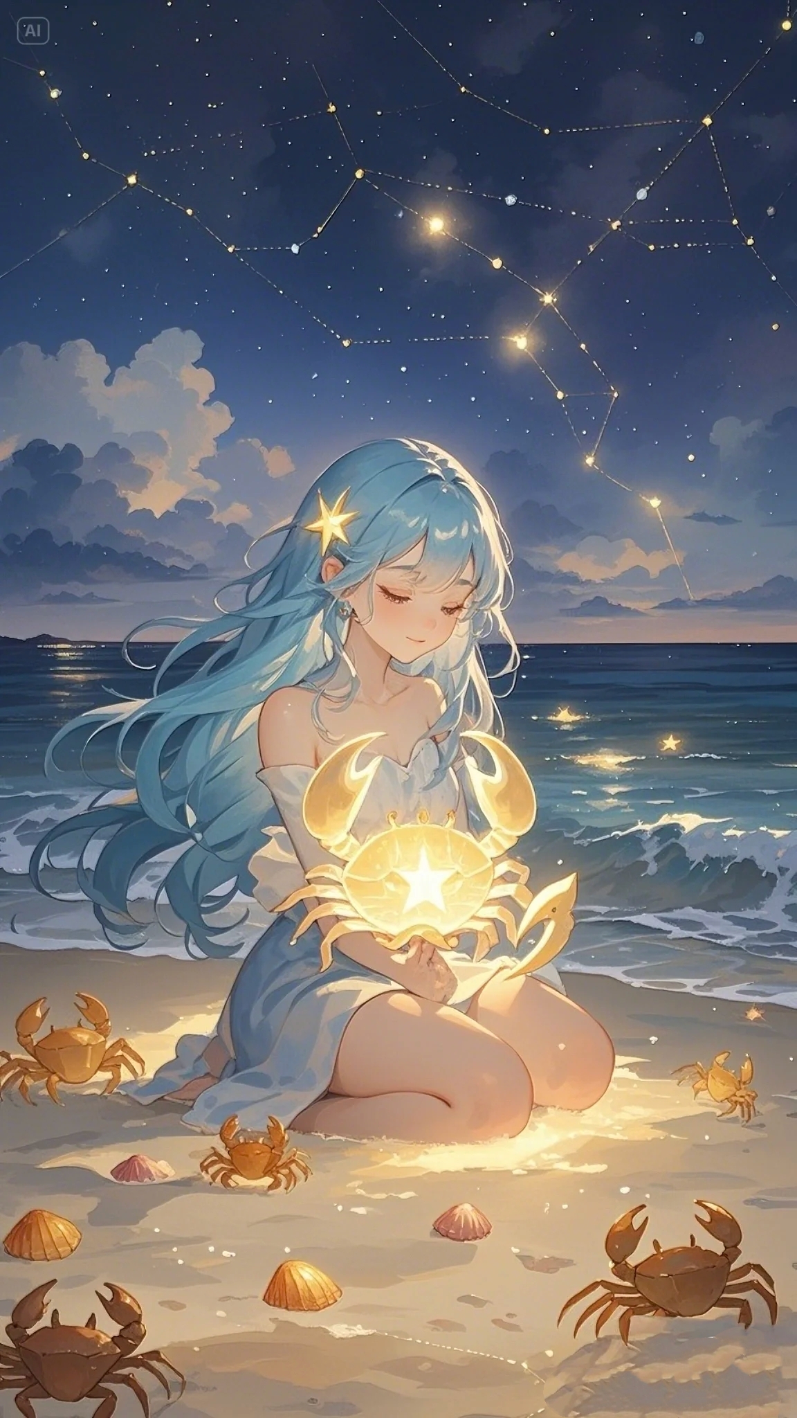 奔赴巨蟹座动漫巨蟹女巨蟹座女孩动漫背景巨蟹座手机壁纸巨蟹拟人少女