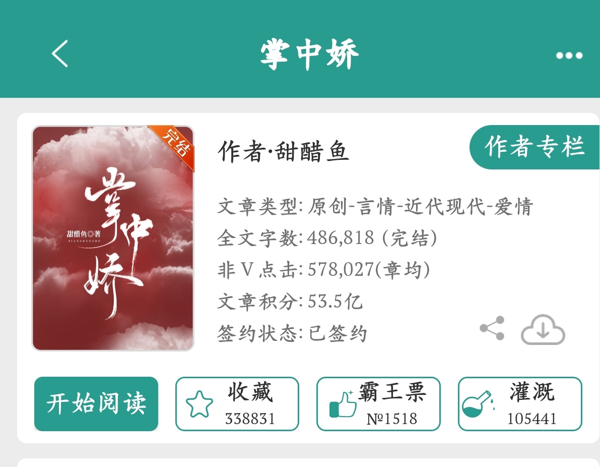 言情推文之 甜醋鱼 《掌中娇》 豪门爱恋  男主追妻  娱乐圈文学#小说